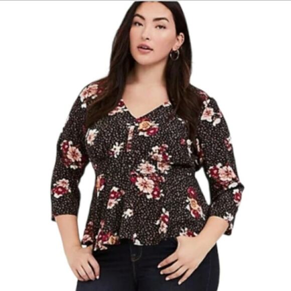 Torrid Floral Print Peplum Challis Corset Top Size 2X - Picture 1 of 6